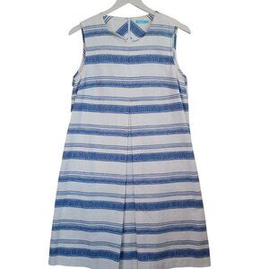 J McLaughlin Dress Blue White Horizontal Stripes Sleeveless Cotton Womens Medium